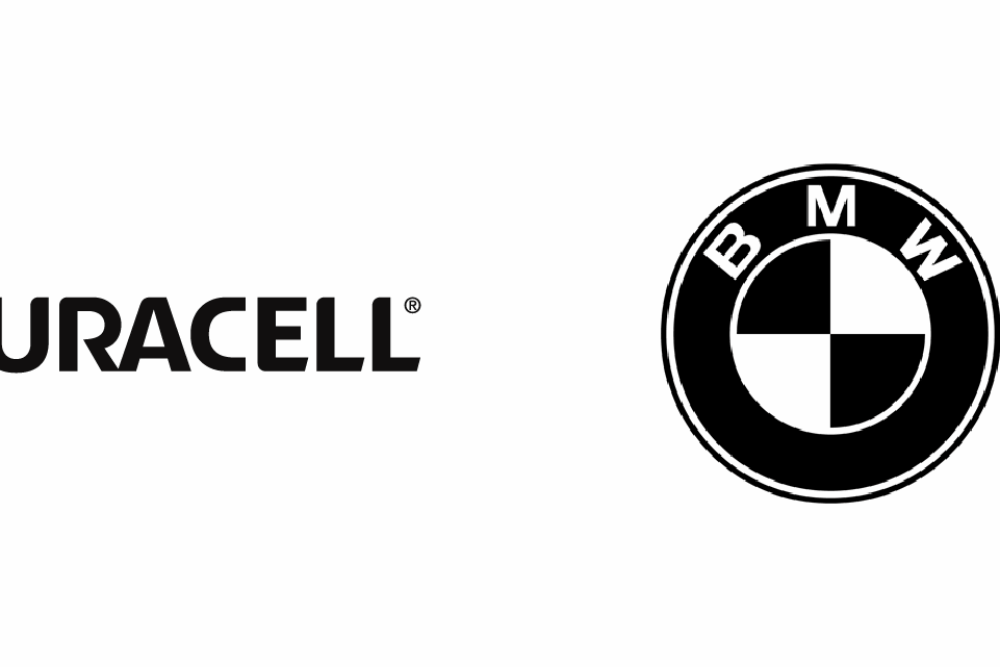 Black and white logos for Nike, Duracell, BMW, and FedEx