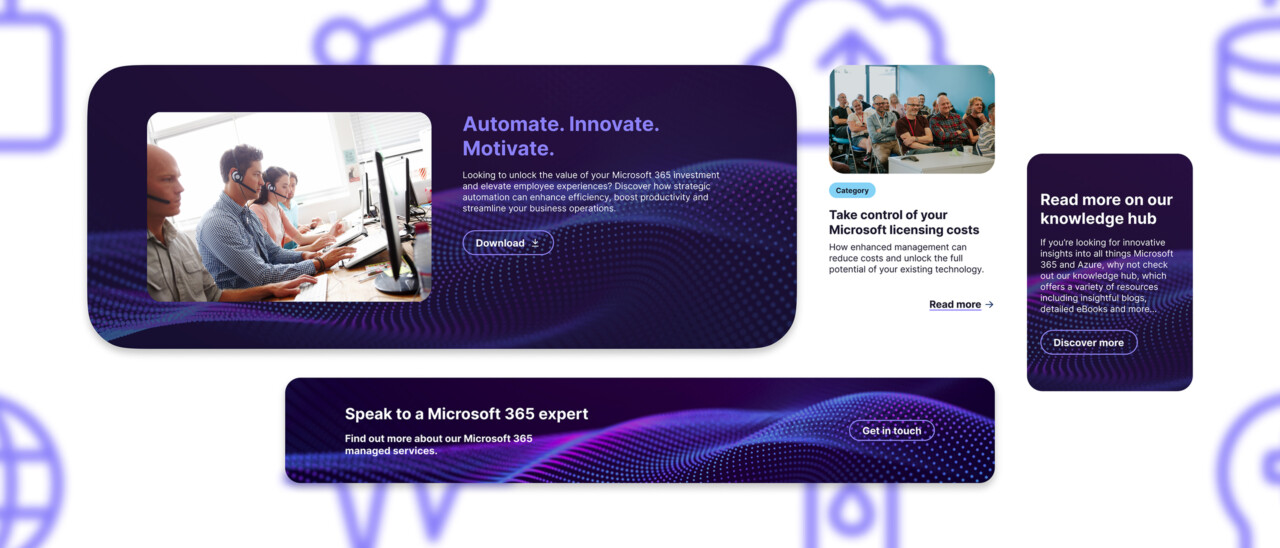 A graphic showing parts of Applicable's website