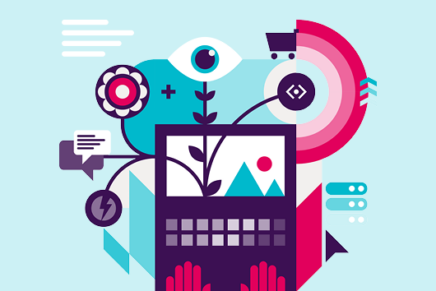 An illustrative depiction of website development in This is Fever's brand colours.