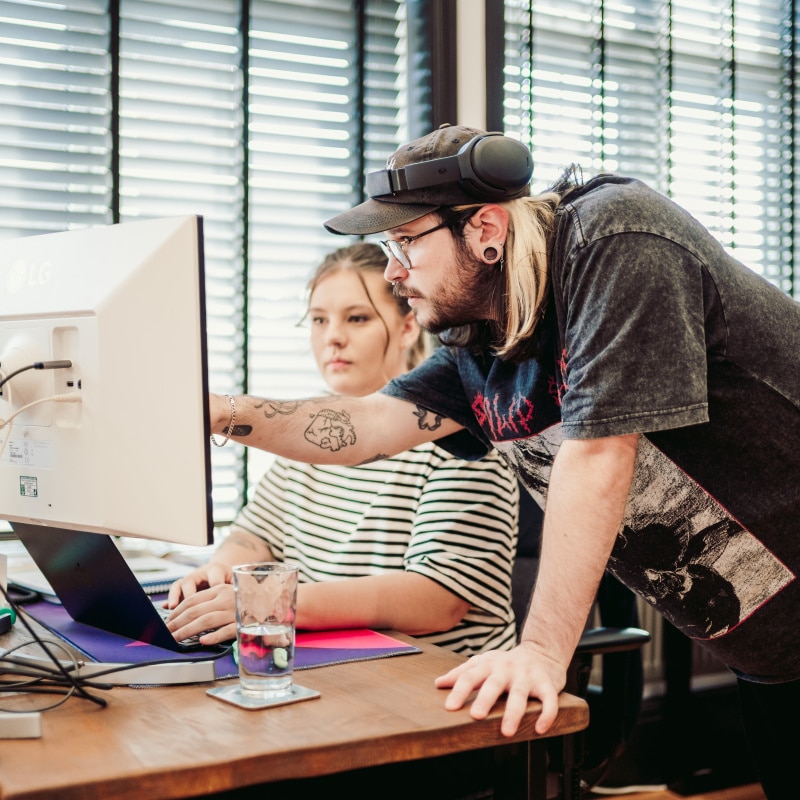 Joey and Bex at computer - This is Fever development