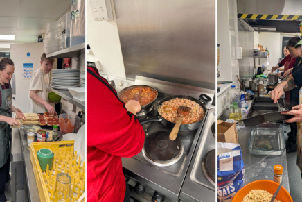 TIF team cooking dinner at CENS