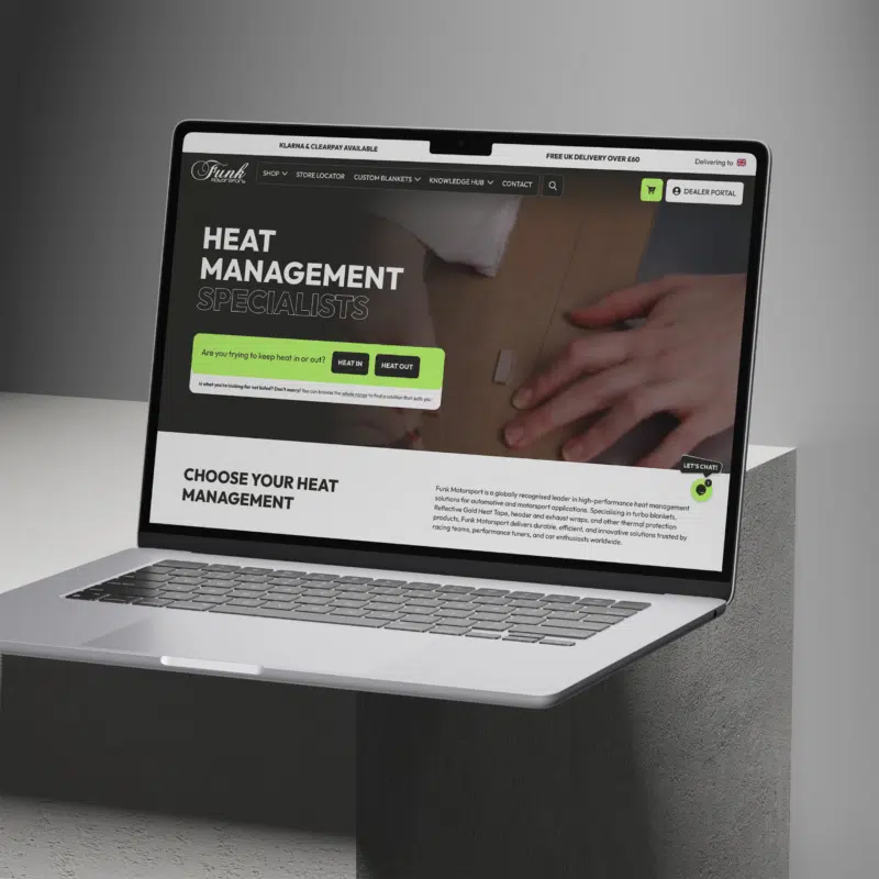 WordPress website design and development (Funk Motorsport) on responsive screen