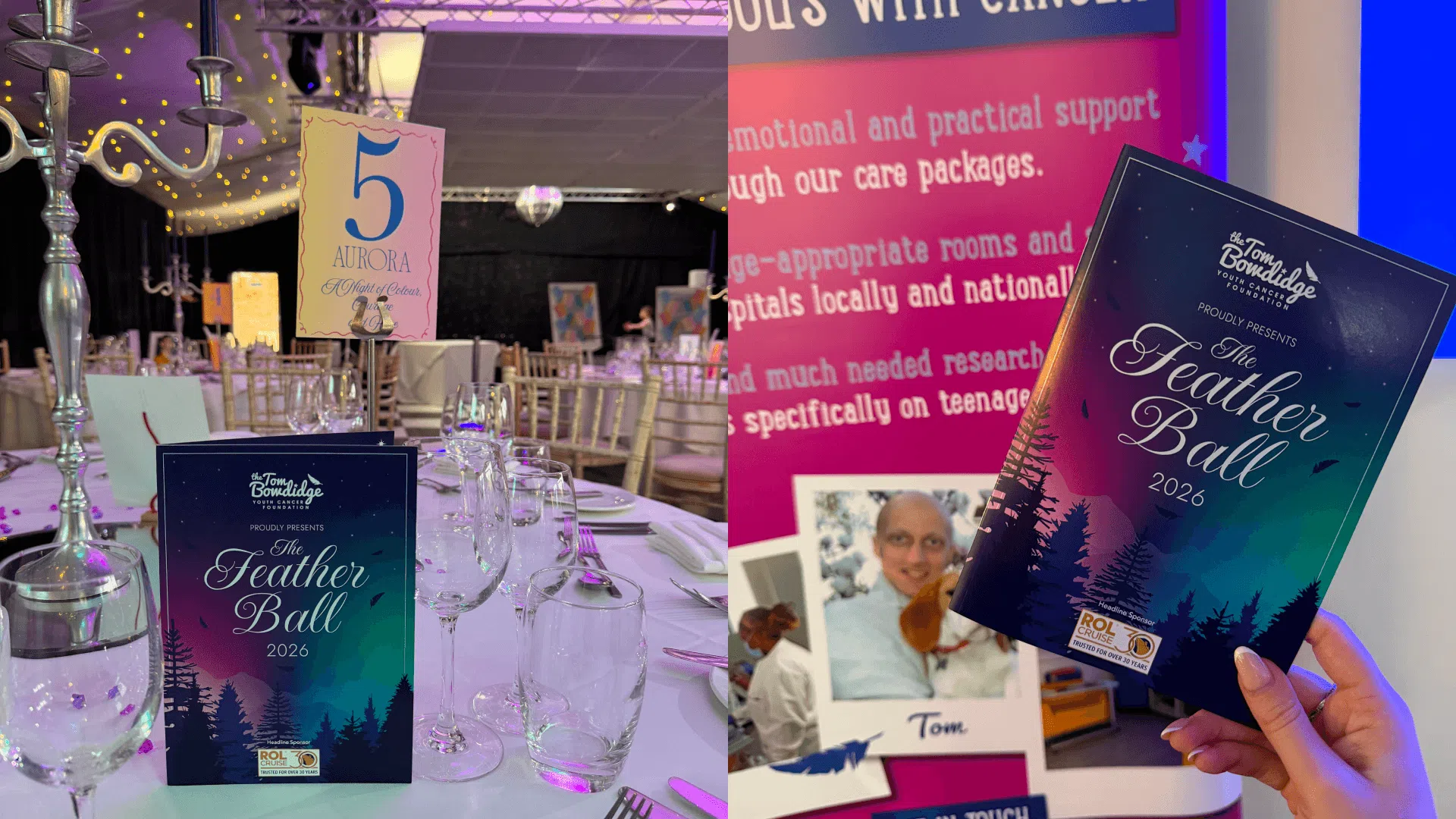 Charity event programme design for the Foundation’s annual Feather Ball.